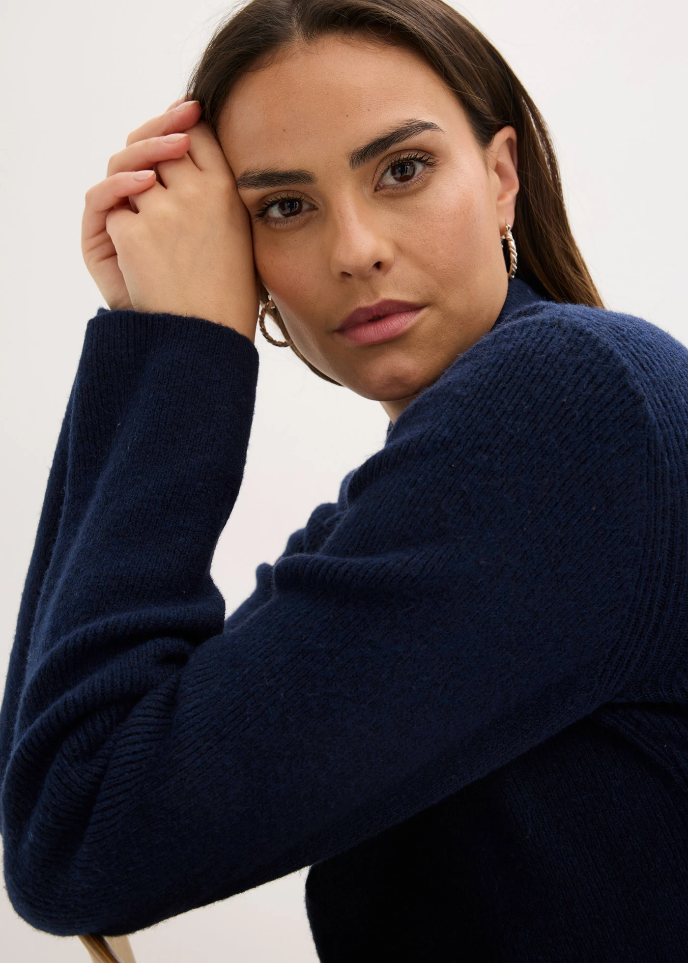 Pull polo avec laine • bleu foncé • Boutique bonprix