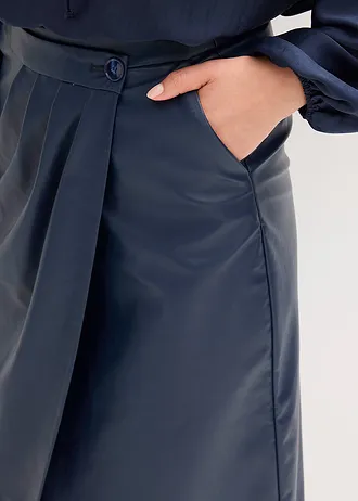 Imitatieleren midirok in wikkellook • donkerblauw • bonprix online shop
