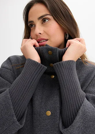 Krátký kabát ve vlněném vzhledu • antracitový melír • bonprix obchod