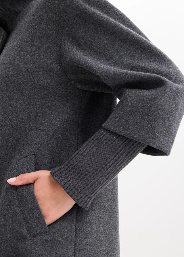 Manteau court aspect laine • anthracite chiné • product-page.page-title-suffix