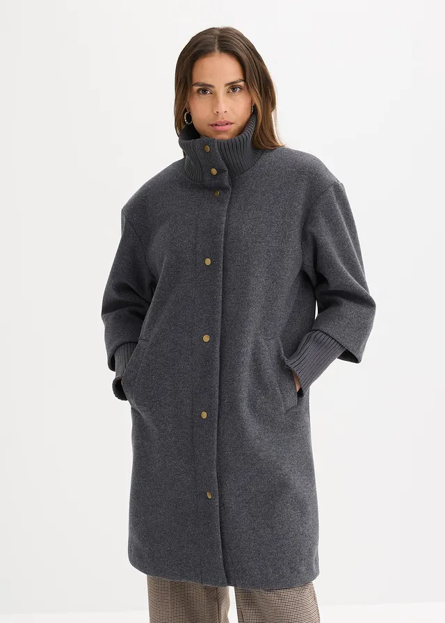Korte jas in wollen look • antraciet gemêleerd • bonprix online shop