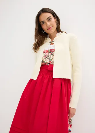 Kroj ve stylu dirndl s vyšívanou zástěrou (2dílná souprava) • červená s květy • bonprix obchod