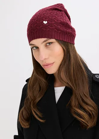 Čepice s podílem kašmíru, barva: javorově červená