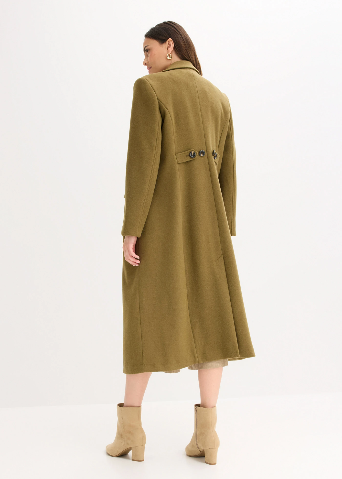 Kabát z umělé vlny v maxi délce • zemitá olivová • bonprix obchod