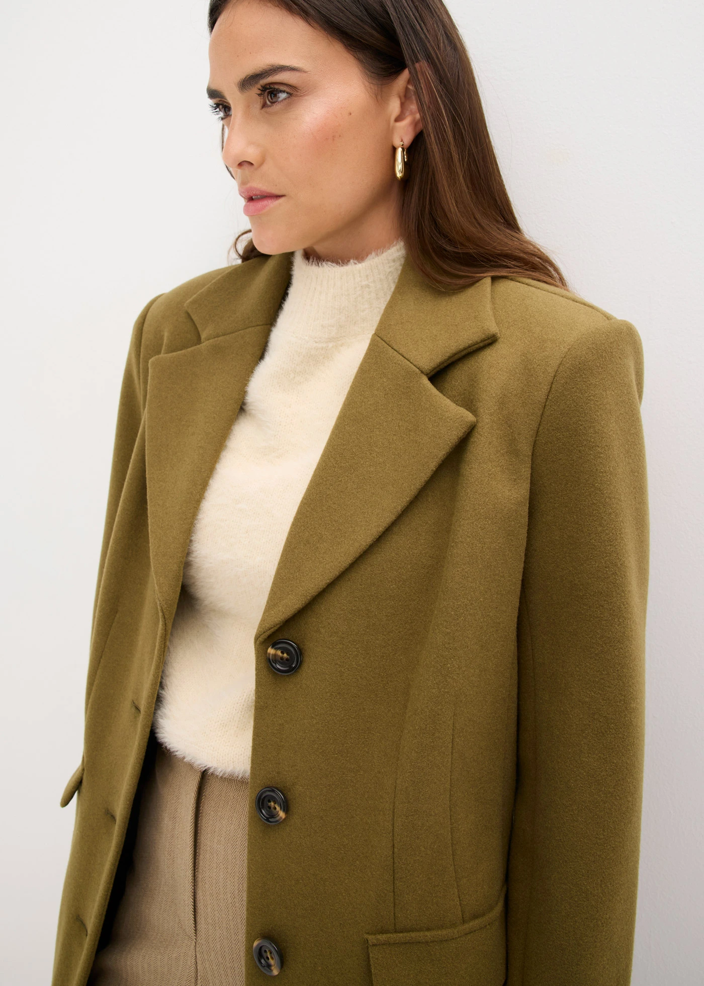 Kabát z umělé vlny v maxi délce • zemitá olivová • bonprix obchod