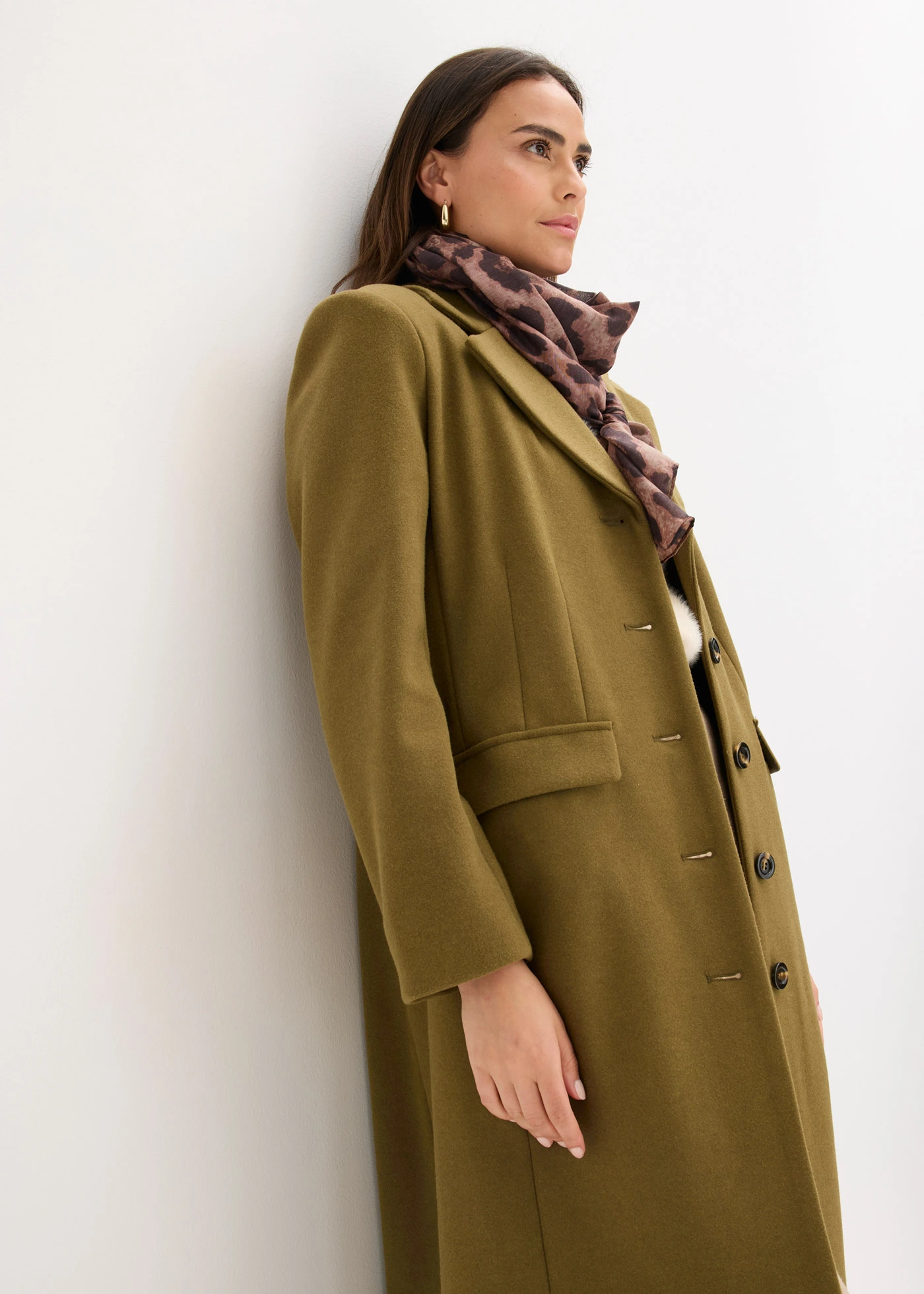 Kabát z umělé vlny v maxi délce • zemitá olivová • bonprix obchod