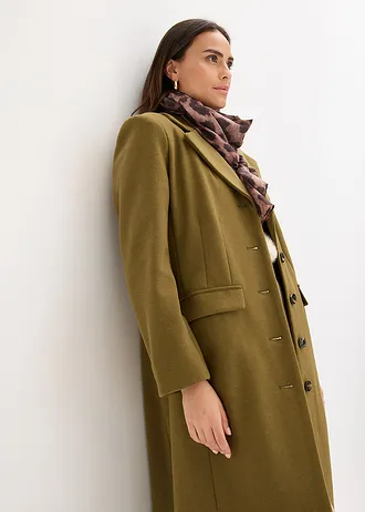 Kabát z umělé vlny v maxi délce • zemitá olivová • bonprix obchod