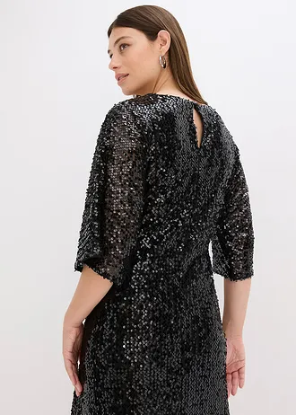 Oversize šaty s pajetkami • černá • bonprix obchod