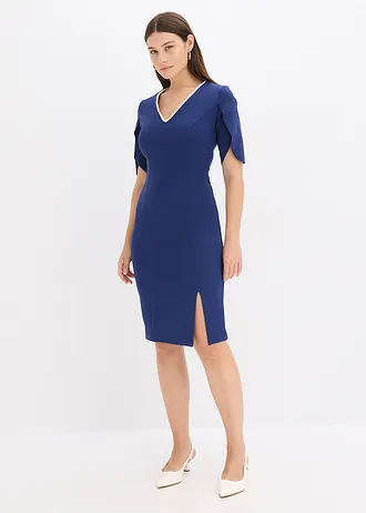 Pouzdrové šaty s korálkovou aplikací • půlnoční modrá • bonprix obchod