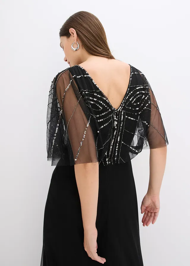 Robe longue en tulle fin avec sequins brodés • noir • product-page.page-title-suffix