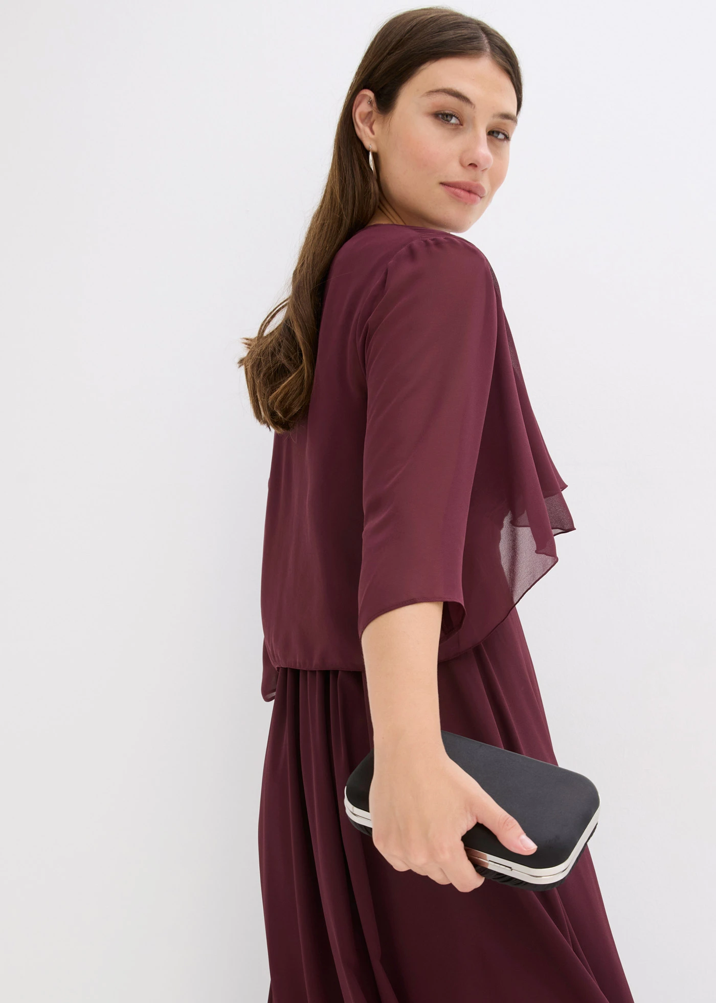 Boleró finom sifonból • borvörös • bonprix áruház