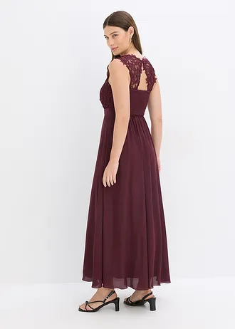 Robe longue avec dentelle, Couleur: bordeaux