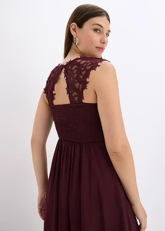 Robe longue de soirée à dentelle • bordeaux • Boutique bonprix
