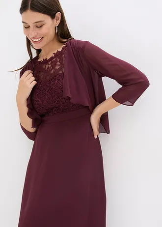Robe longue avec dentelle • bordeaux • Boutique bonprix