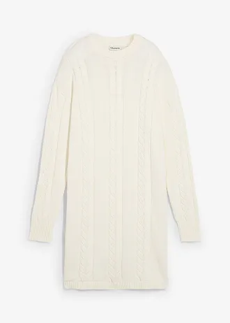 Pletené šaty z čisté bavlny, barva: přírodní bílá