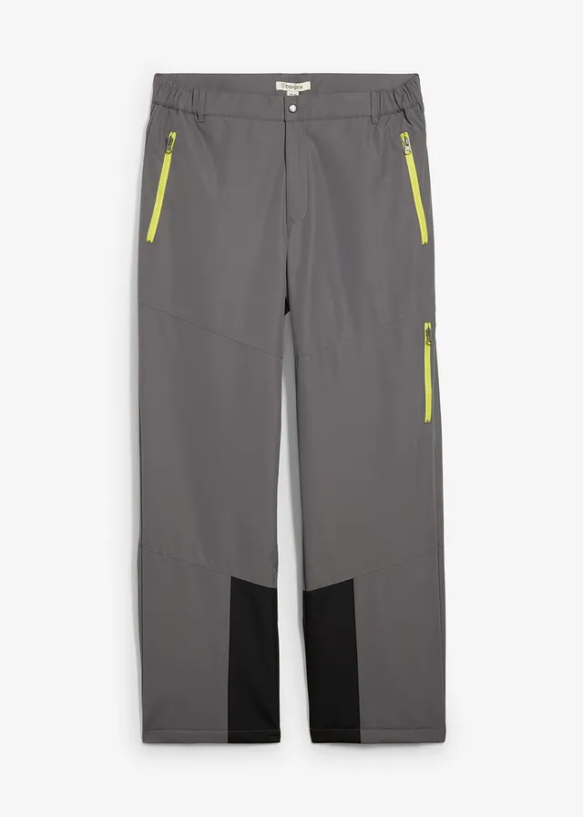 Pantalon chaud déperlant, regular, Couleur: gris fumé-jaune citron