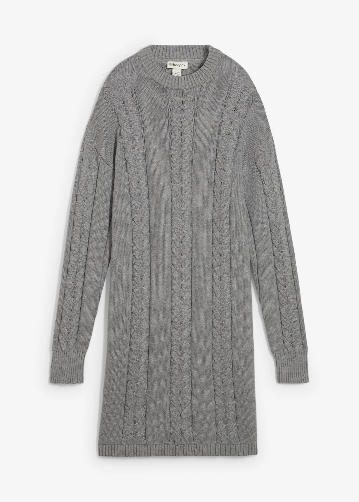 Pletené šaty z čisté bavlny • šedý melír • bonprix obchod