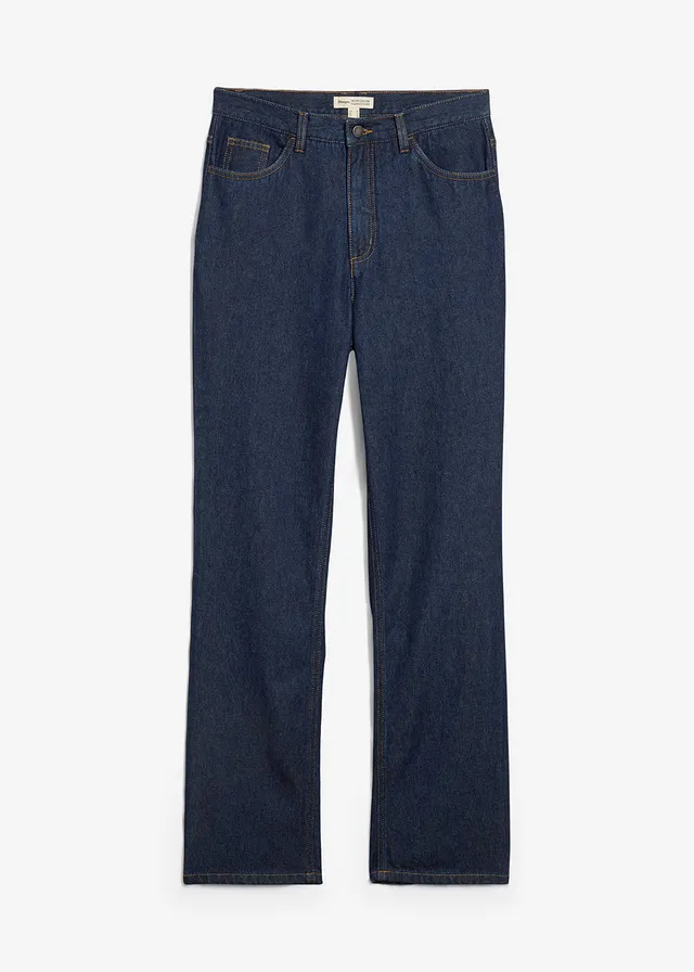 Blugi drepți High Waist Long, din bumbac organic