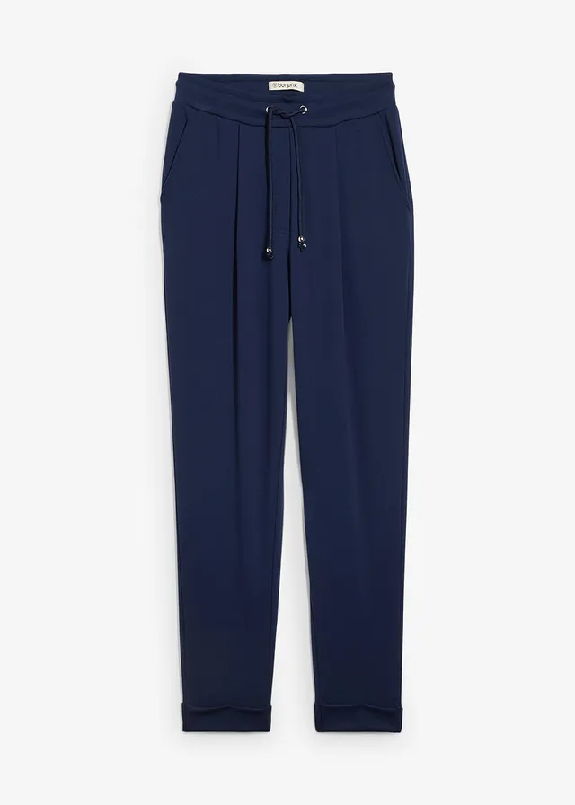 Pantaloni cu elastic și șiret în talie, cu viscoză fluidă