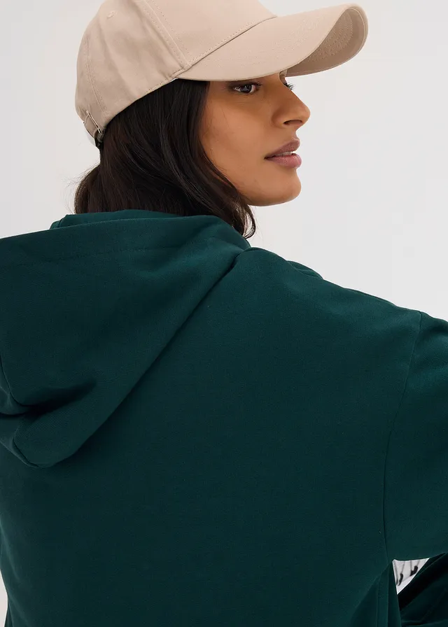 Oversized hoodie van puur katoen • diepgroen met print • product-page.page-title-suffix