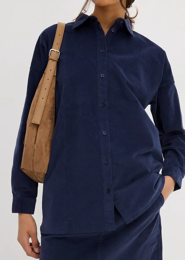 Oversized corduroy overhemdblouse • donkerblauw • product-page.page-title-suffix