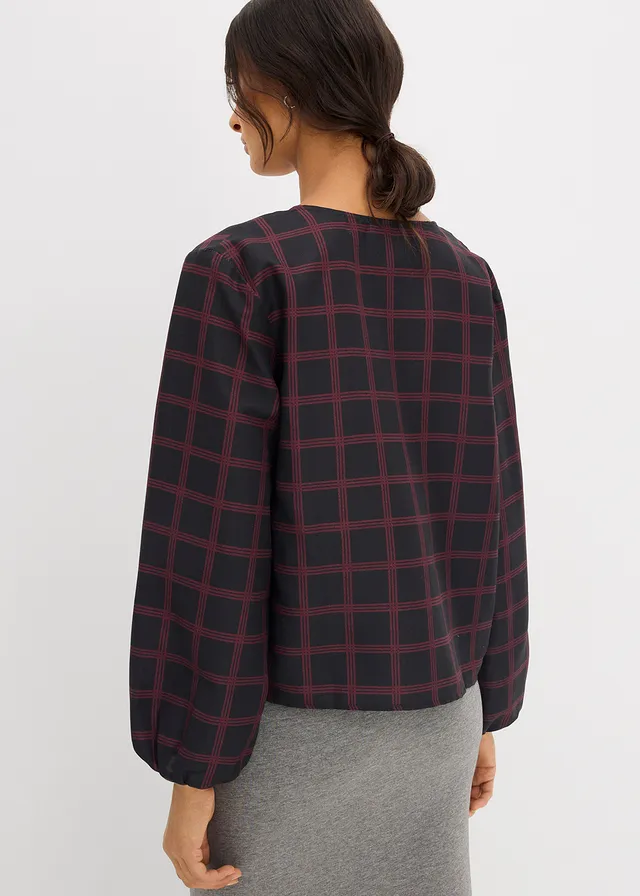 Blouse oversize en viscose douce • noir-rouge érable carreaux • product-page.page-title-suffix