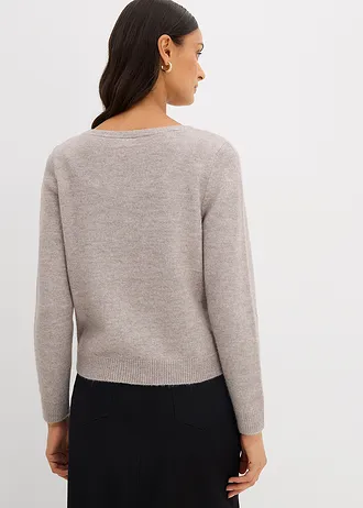 Gebreide trui met boothals, Kleur: lichtgrijs