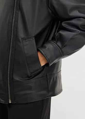 Bunda z umělé kůže s umělou kožešinou s leopardím vzorem • černá • bonprix obchod