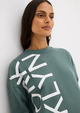 Robe sweat douce et oversize • gris vert imprimé • Boutique bonprix