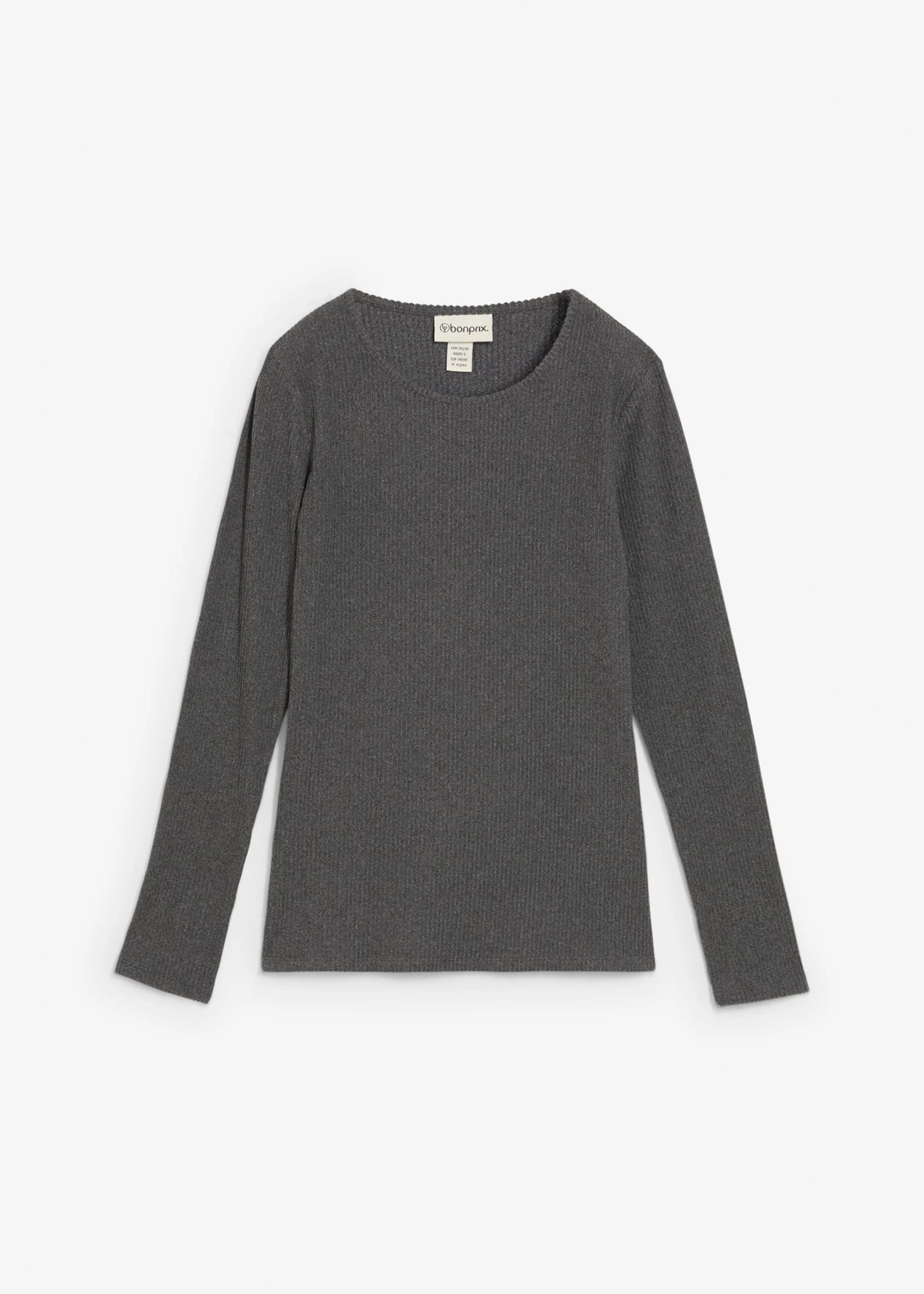 Žebrované termo tričko • šedý melír • bonprix obchod