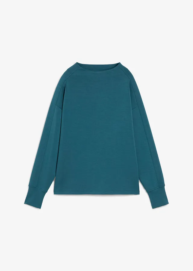 Sweat oversize en matière néoprène douce, Couleur: vert poivre