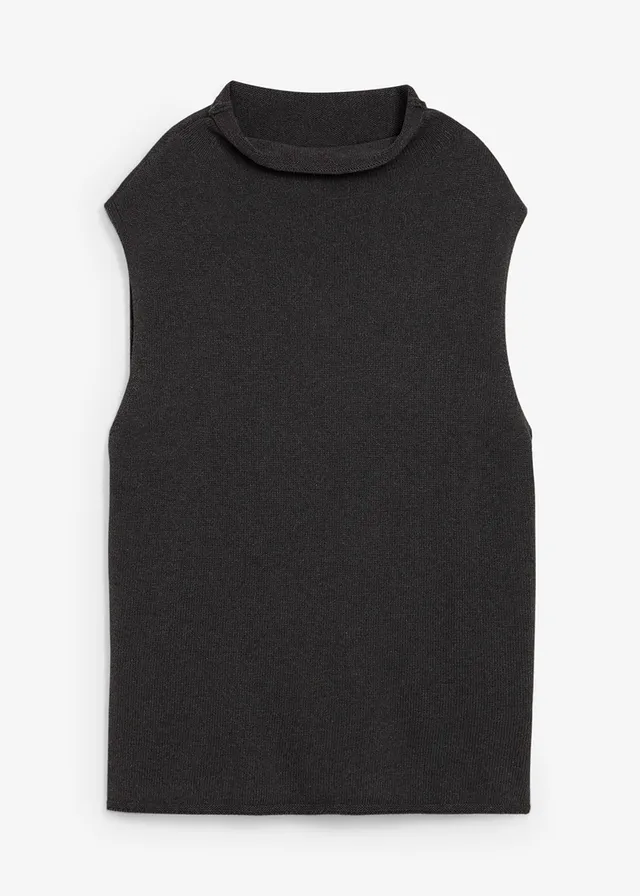 Pull sans manches 100% coton, Couleur: anthracite chiné