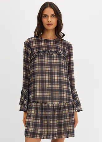 Robe en mousseline à volants • noir carreaux • Boutique bonprix