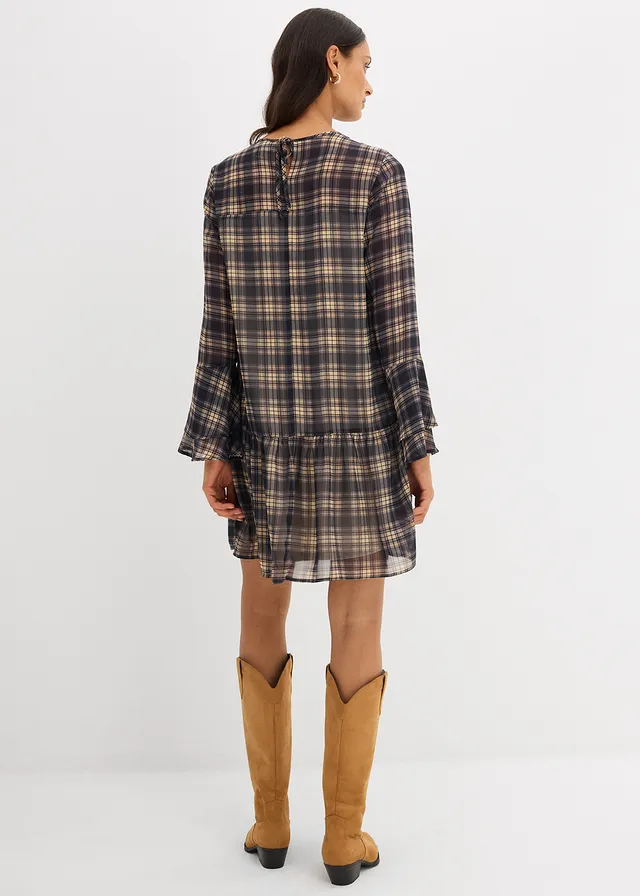 Chiffonjurk • zwart geruit • product-page.page-title-suffix