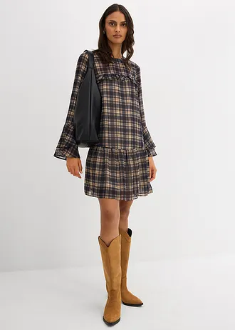 Chiffonjurk • zwart geruit • bonprix online shop