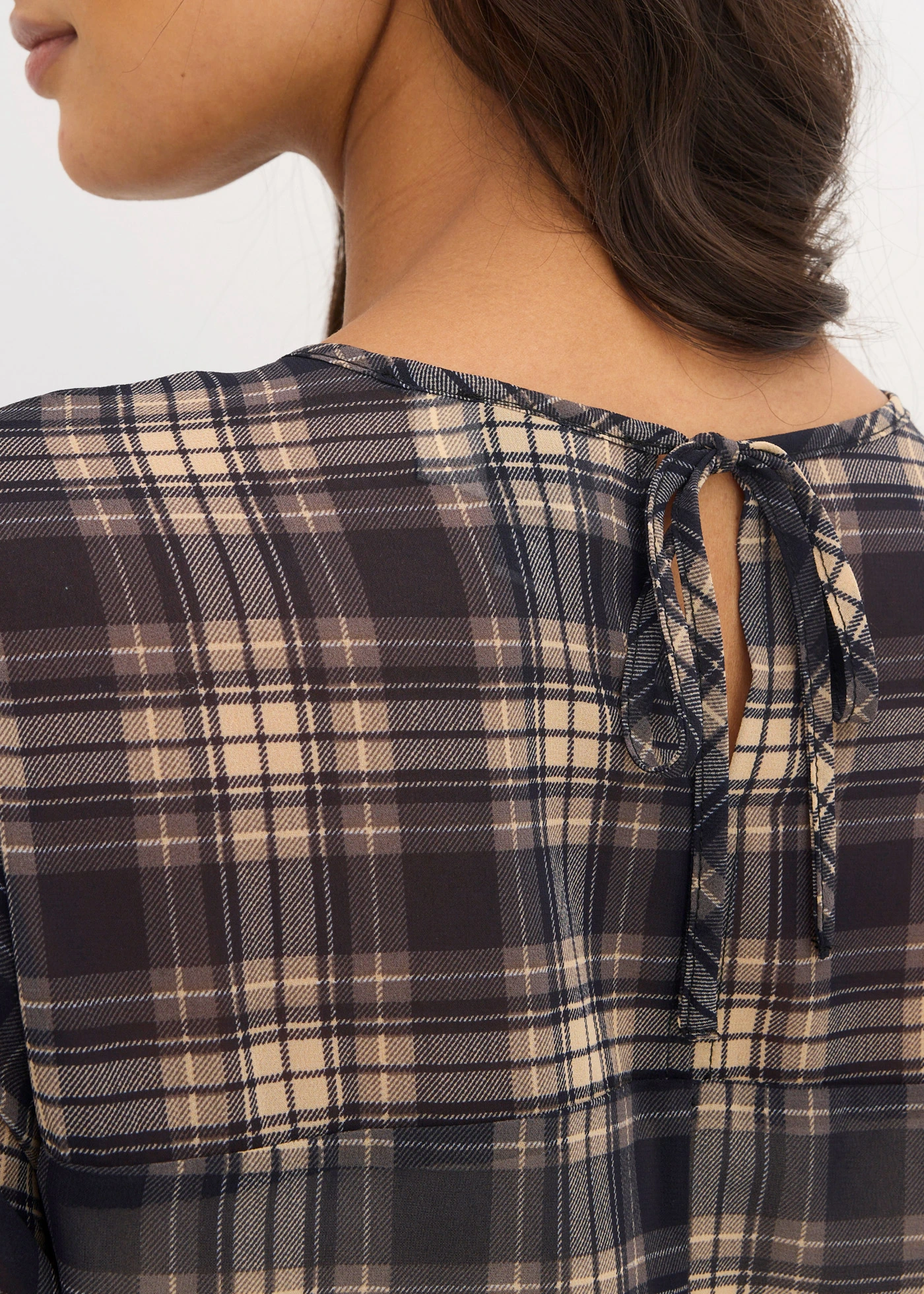 Chiffonjurk • zwart geruit • bonprix online shop