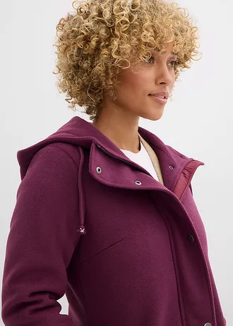 Kabát z umělé vlny, maxi délka • lilková • bonprix obchod