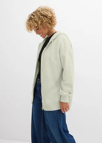 Sweatvest met capuchon • zilvergroen • bonprix online shop