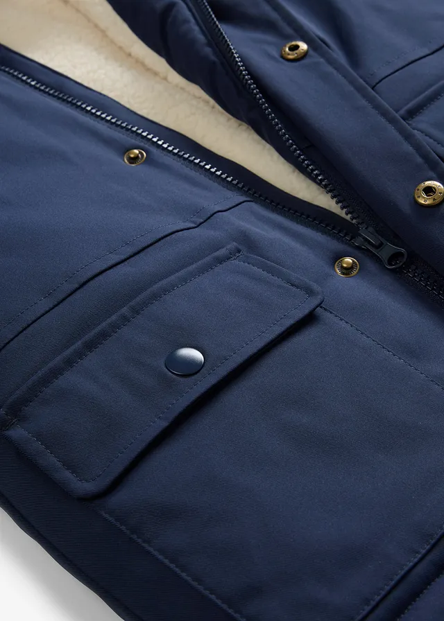 Waterafstotende winterjas met teddy voering • donkerblauw-ecru • product-page.page-title-suffix