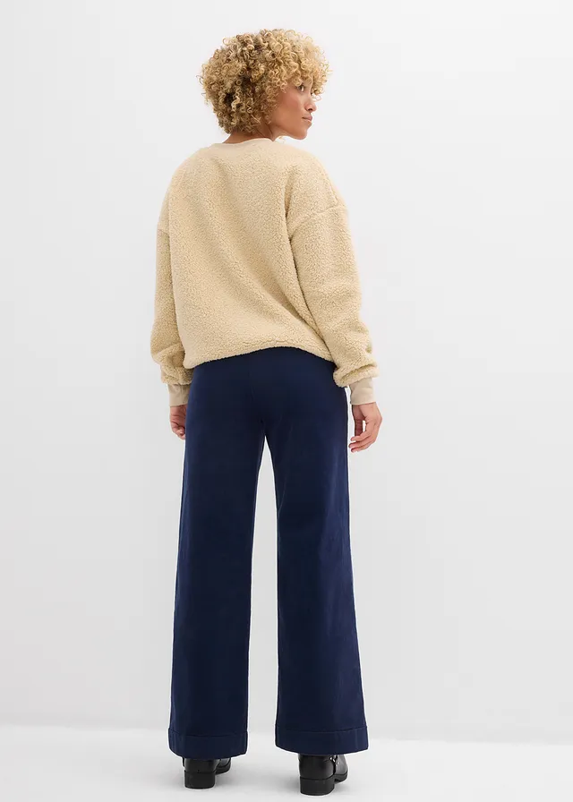 Pantalon large en velours côtelé, taille haute • bleu foncé • product-page.page-title-suffix