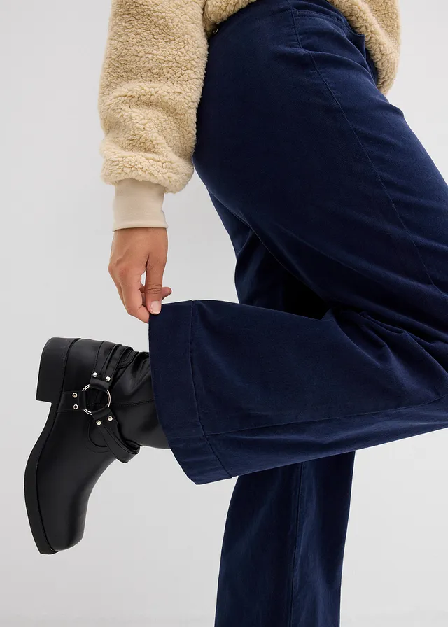 Pantalon large en velours côtelé, taille haute • bleu foncé • product-page.page-title-suffix