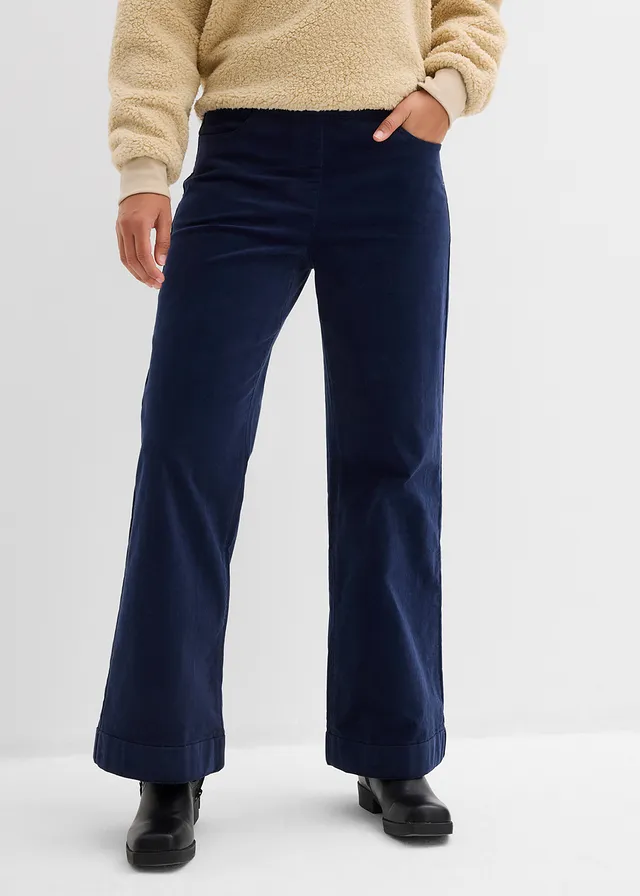 Pantalon large en velours côtelé, taille haute • bleu foncé • product-page.page-title-suffix