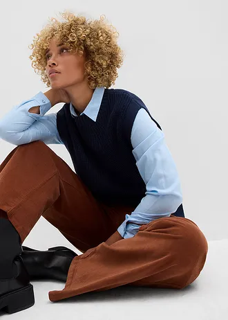 Manšestrové kalhoty s pohodlným pasem, High Waist • cihlově hnědá • bonprix obchod