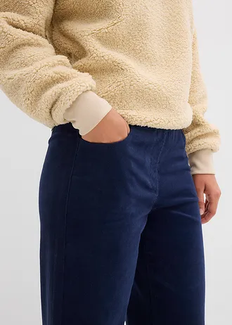 Wijde stretch corduroy broek, high waist • donkerblauw • bonprix online shop