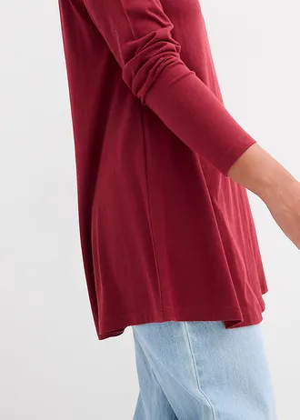 Shirt met lange mouwen van katoen/viscose-mengsel • prune • bonprix online shop