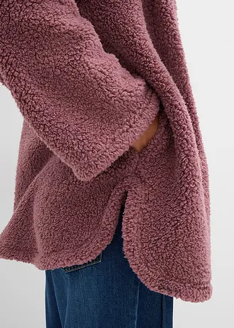 Áčková bunda z plyšového flísu, s postranními rozparky • matně fialková • bonprix obchod