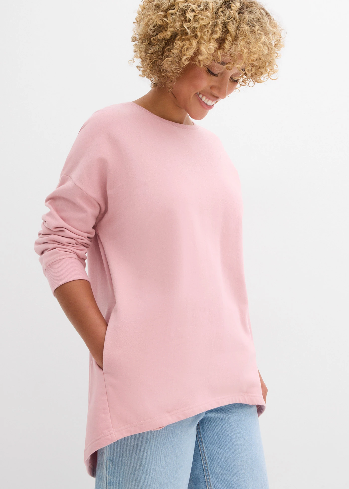 Sweat-shirt oversize 100% coton • rose cendré • Boutique bonprix
