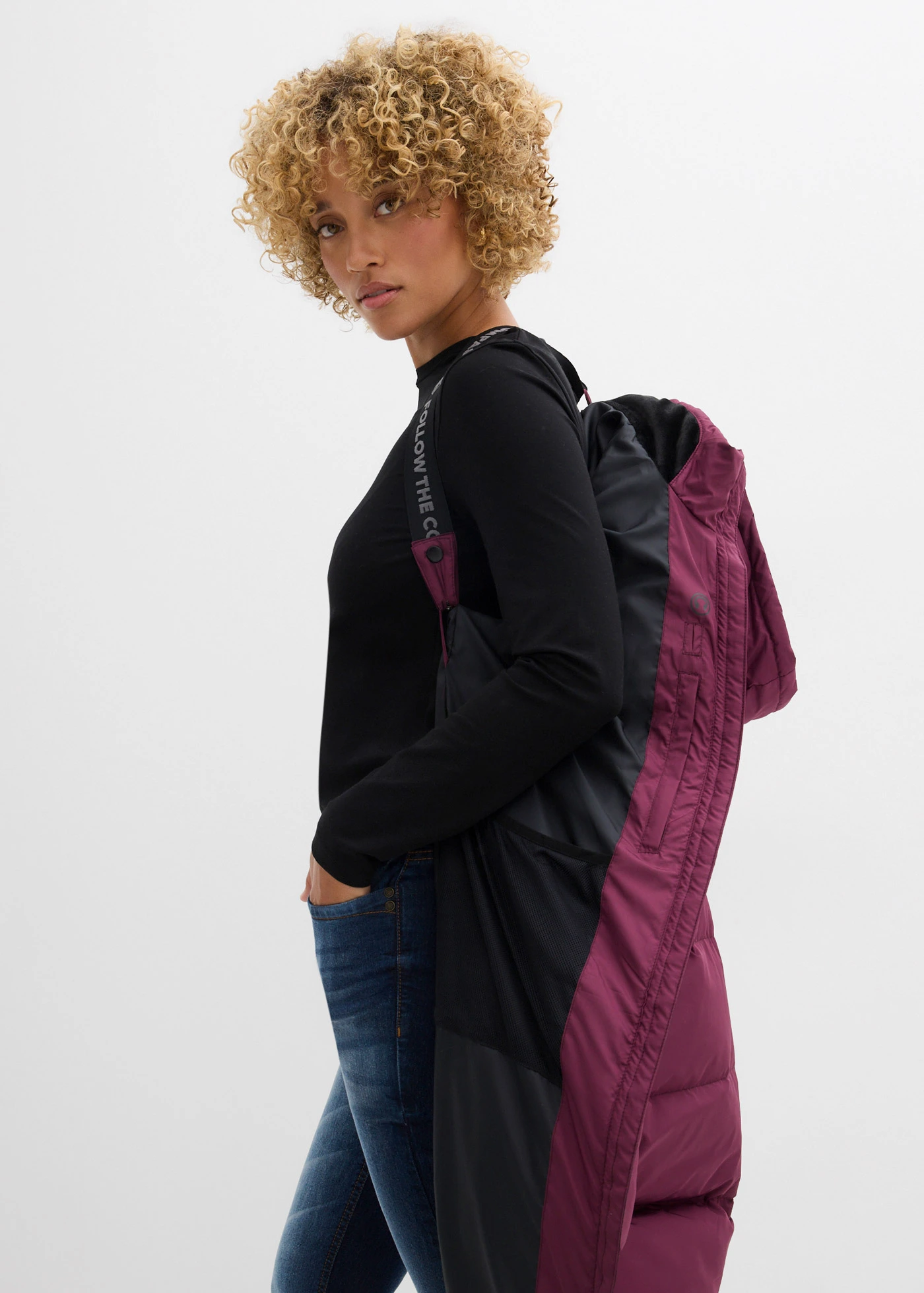 Lange donsjas met gerecycled dons • aubergine • bonprix online shop