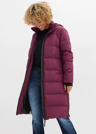Lange outdoor jas met gerecycled dons en isolerende warmtetechnologie • aubergine • bonprix online shop