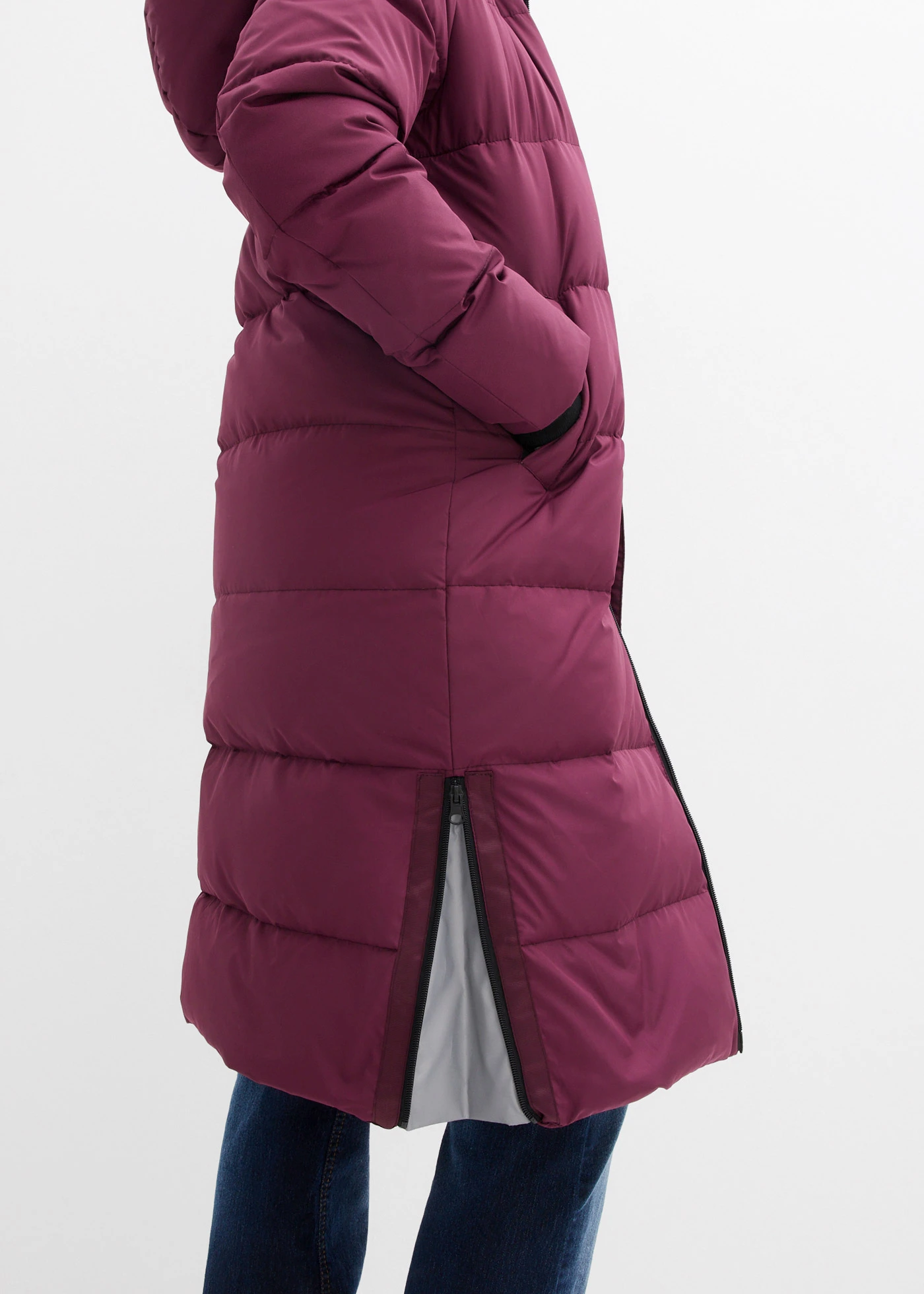 Lange donsjas met gerecycled dons • aubergine • bonprix online shop